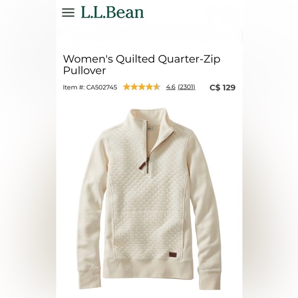 L.L.Bean Quilted Quarter-Zip Pullover - Picture 5 of 6
